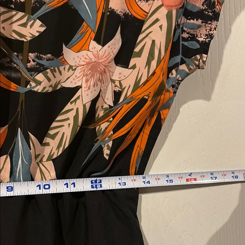 NWOT Floral Black and Orange elastic waist Women's Dress - Picture 12 of 13